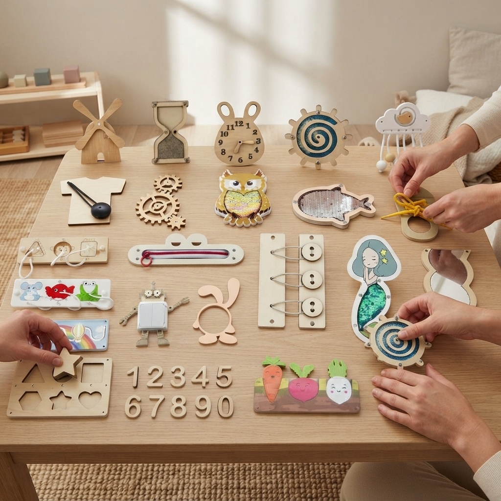 Tablero de Actividades Montess - Montessori Wooden Busy Board Toddler reseña y precio